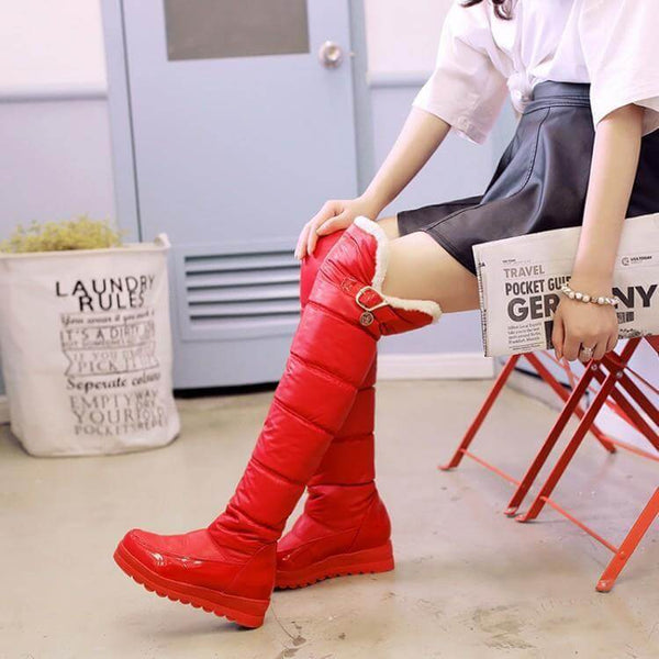 Platform Flat Round Toe Over Knee Snow Boots