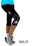 Flower Print Side Triangle Fashion 3/4 Pants Yoga Sport Leggings