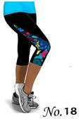 Flower Print Side Triangle Fashion 3/4 Pants Yoga Sport Leggings