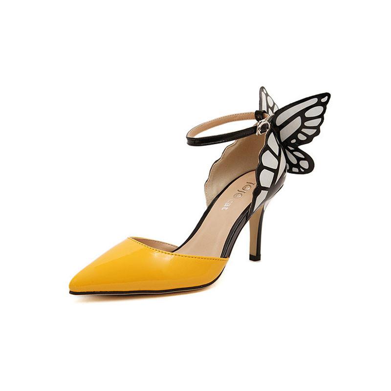 Beautiful Butterfly Pointed Color Matching High-Heeled Sandals