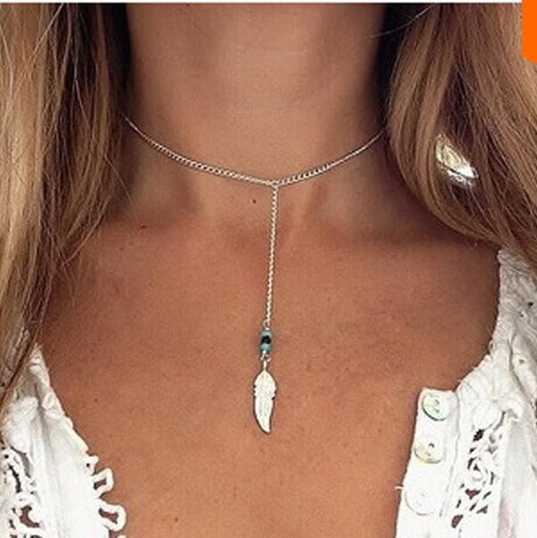 Bohemia Vintage Handmade Crystal Feather Necklace