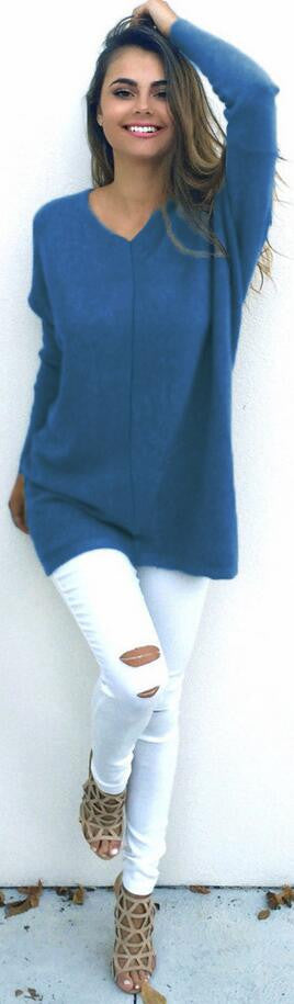 Fashion V-Neck Long-Sleeve Sweater