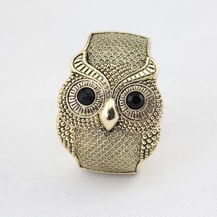 Women's Antique Punk Gold Tone Night Owl Pattern Enamel Bracelet
