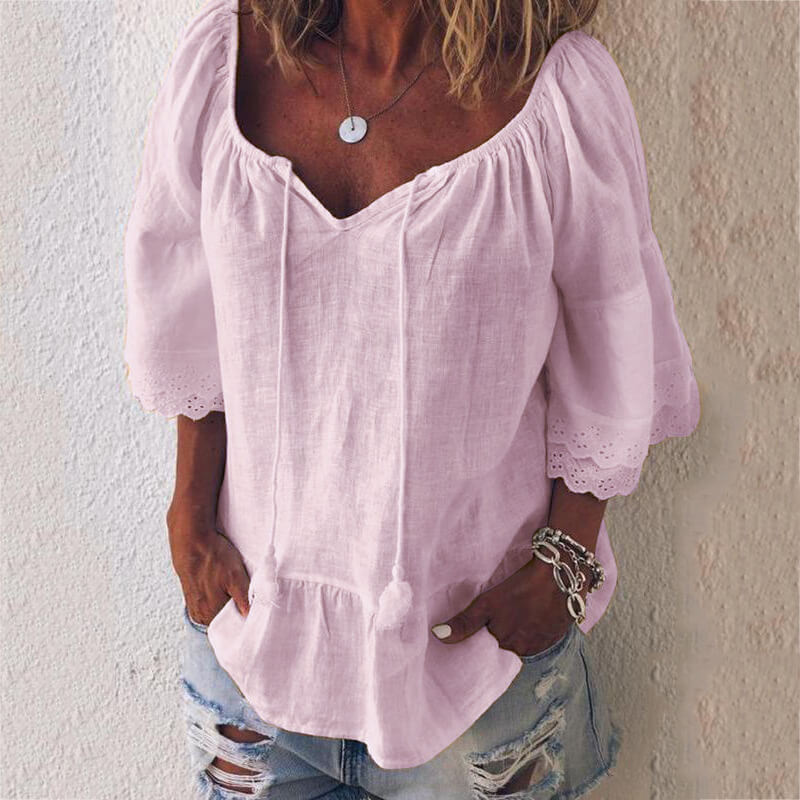 Big V-neck Loose Short Sleeves T-shirt