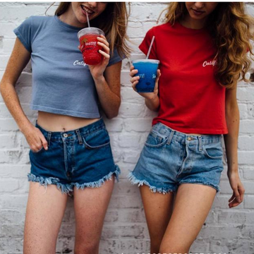 NY Letter Scoop Short Sleeves Pure Color T-shirt - Meet Yours Fashion - 1