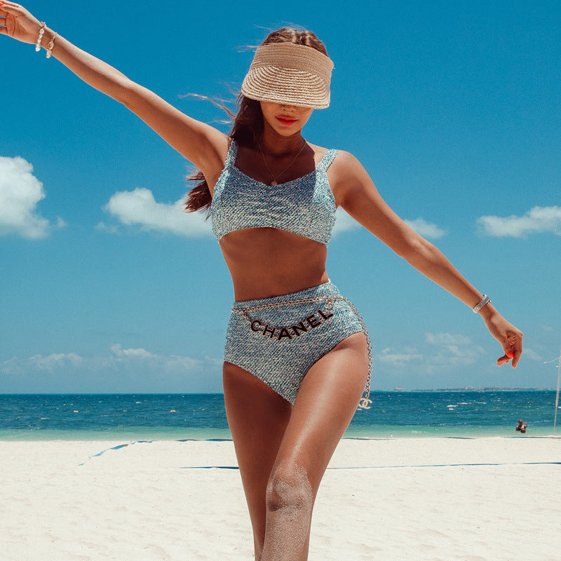 Hot Gray Sling High Rise Triangle Bikinis