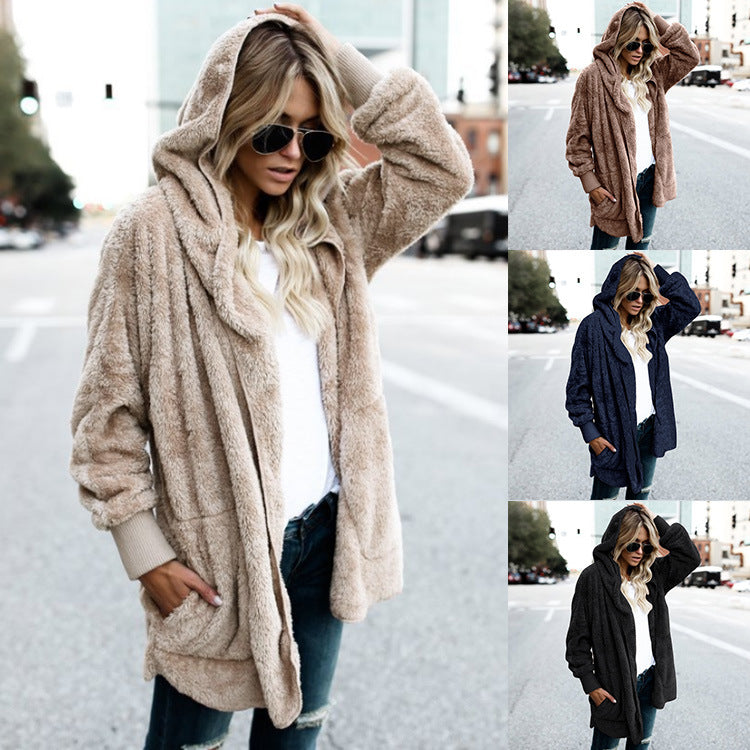 Loose Faux Fur Warm Short Hoody Coat