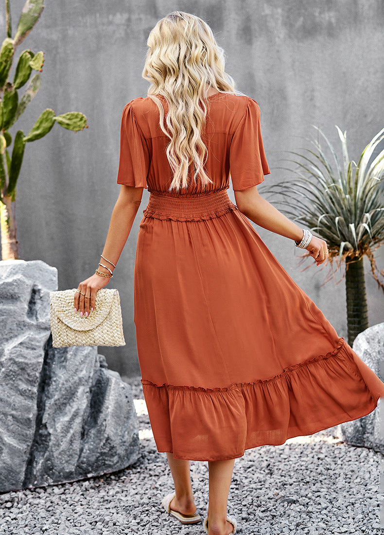 Sensual V-neck Styled Cross-legged Split Corset Dress