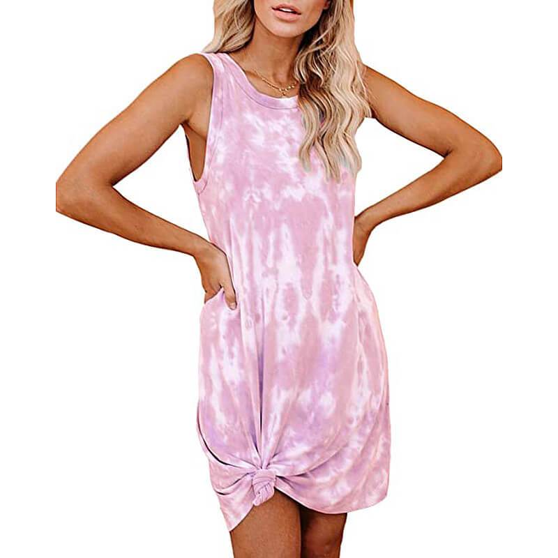 Plus Size Sleeveless Printed Tight Short Dress