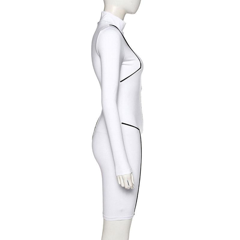 Colorblock Long Sleeve Bodycon Short Dress