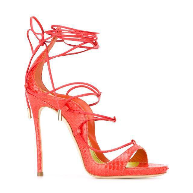 Straps Ankle Wraps Open Toe Back Zipper Stiletto High Heels Sandals