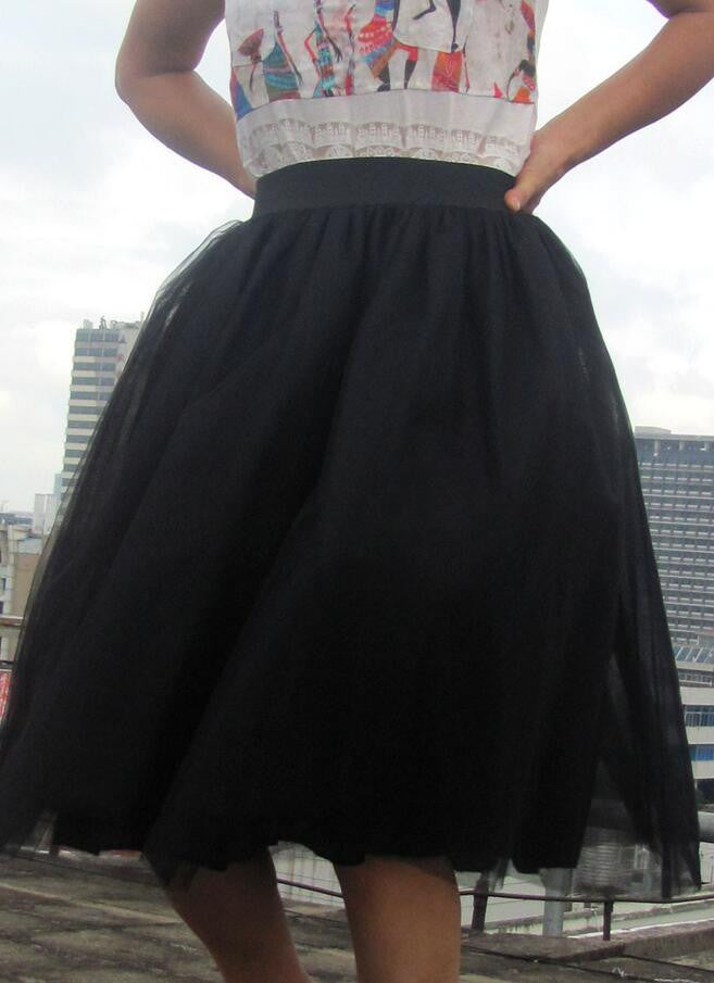 Sweet 7 Layers Pleated Flared Veil Skirt