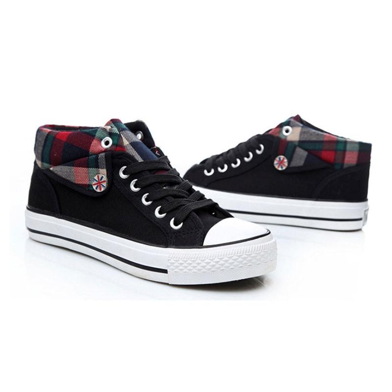 Lapel Leisure Plaid Lace Up Sneakers