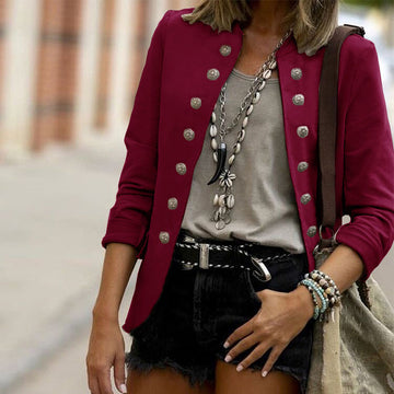 Pure Color Double Breasted Petite Blazer