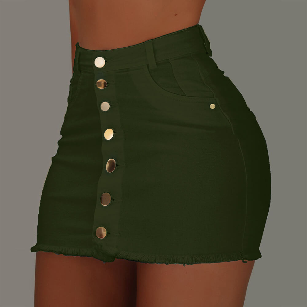Sexy Bodycon Buttons High Waist Mini Skirts