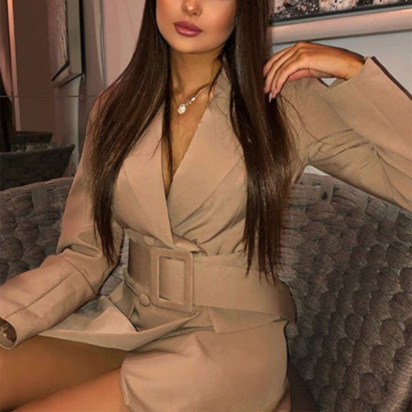 Double Breasted With Belt Blazer Dress