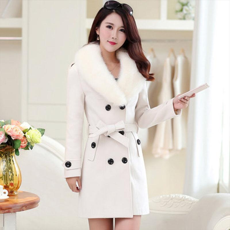 Double Breasted Shearling Wool Coat
