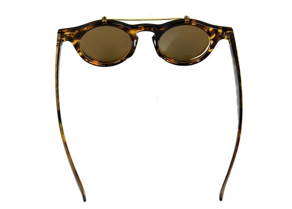 Women's Mens Retro Style Flip Up Round Steampunk Sunglasses