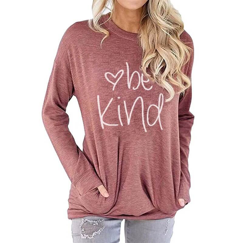 Letter Print Long Sleeves Loose T-shirt