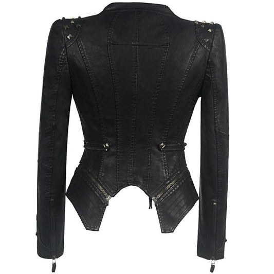 Punk-Shoulder Pad Moto Jacket