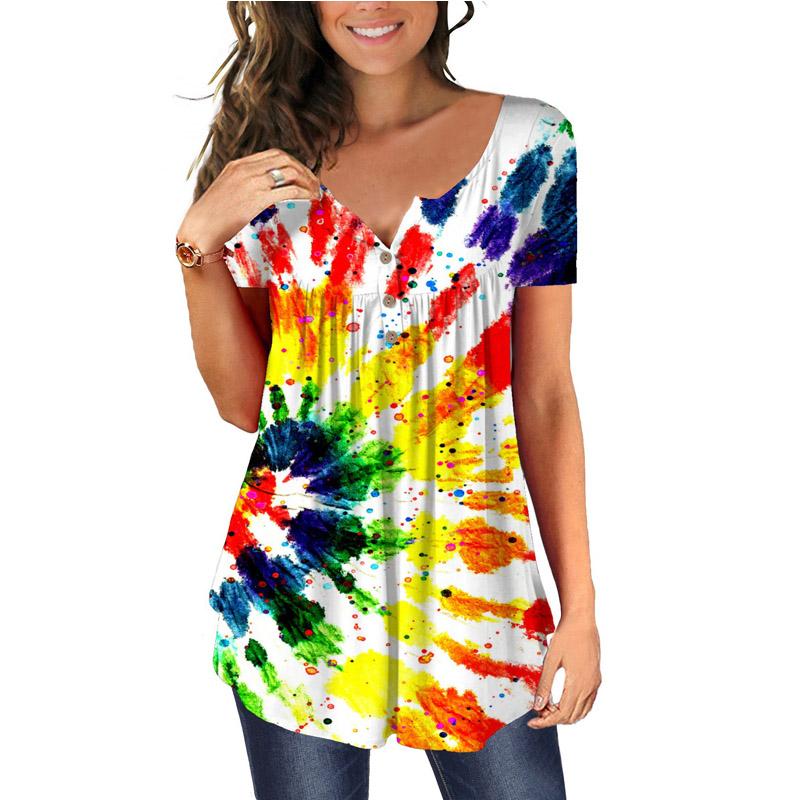 Casual Tie Dye Short Sleeve Loose T-shirts