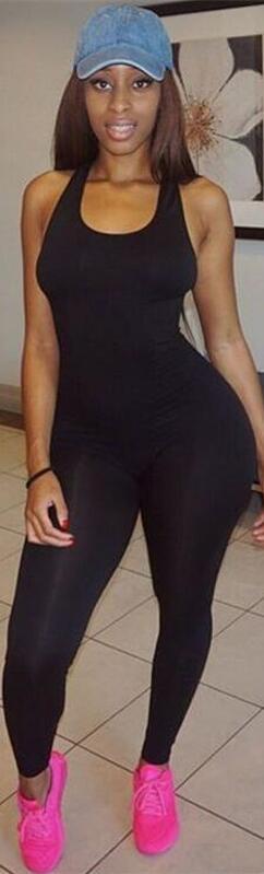 Pure Color Sleeveless Sports Leisure Slim Long Jumpsuit