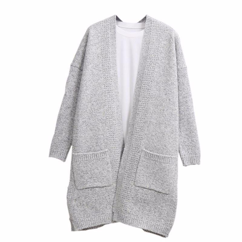 Fashion Long Cardigan Splicing Solid Color Sweaterï¼_xtra large codeï¼
