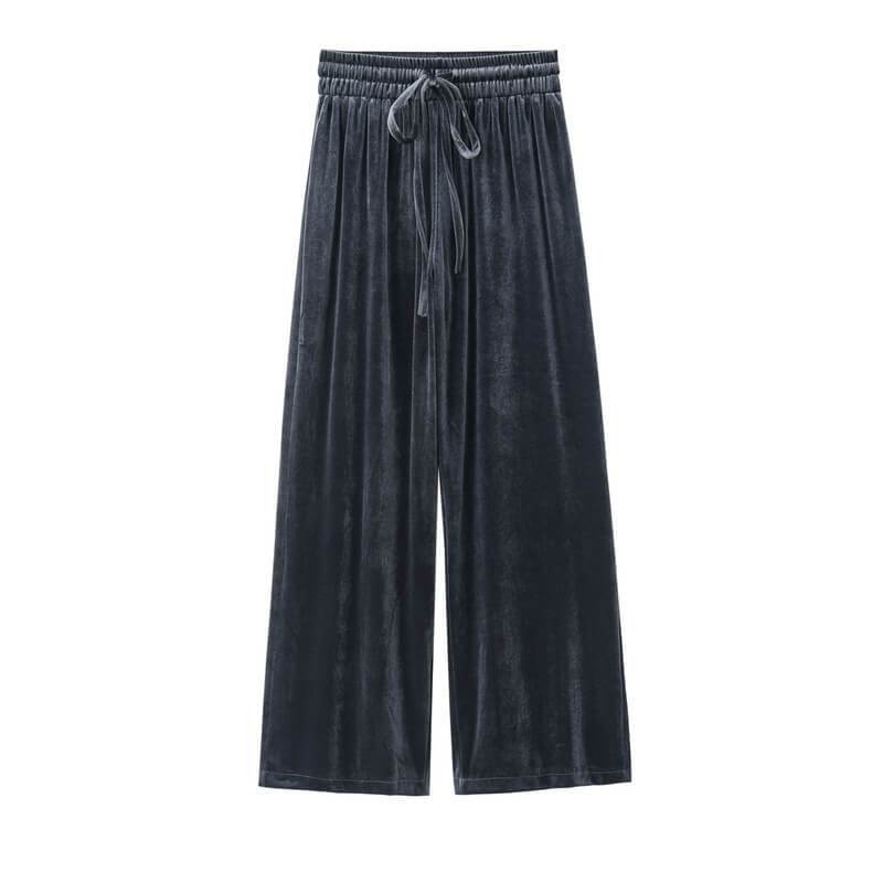 Wide Leg  pleuche  Ankle Length Straight Pants
