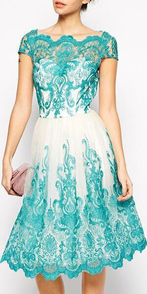 Sexy Hand Embroidery Lace Short Dress