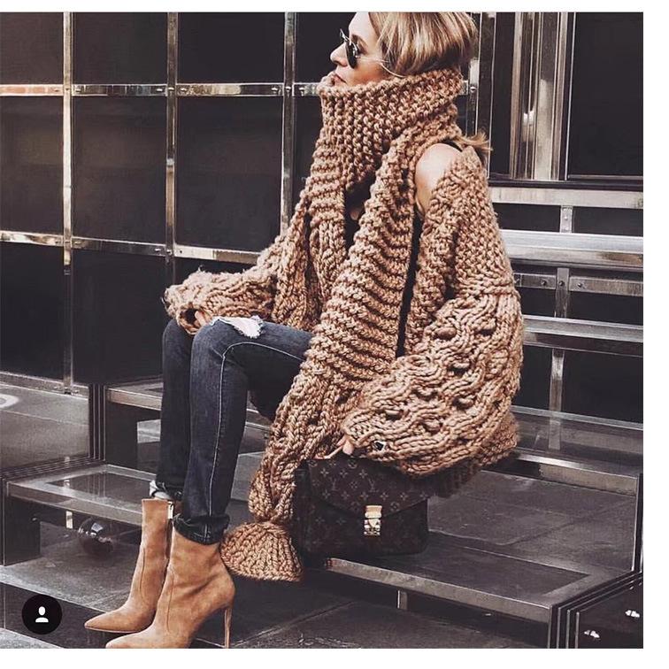 Handmade Knitwear Long Ball Bishop Sleeves Women Cardigan