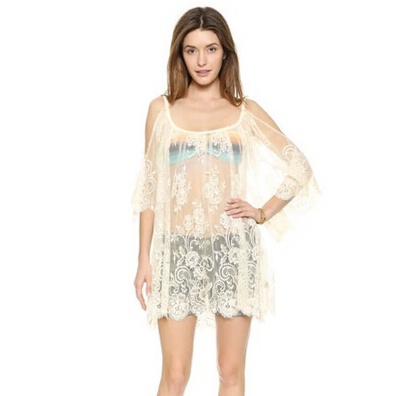 See Through Cold Shoulder Short Dress