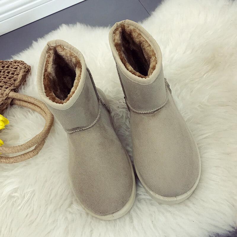 Round Toe Snow Lepoard Suede Flat Boots
