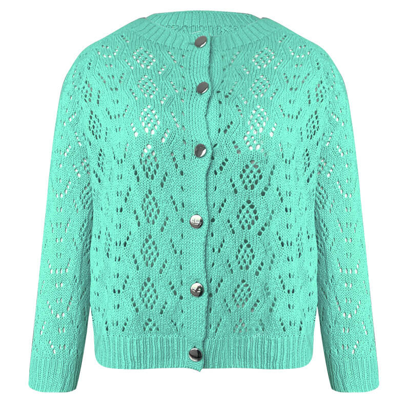 Solid Hollow Out Cardigan