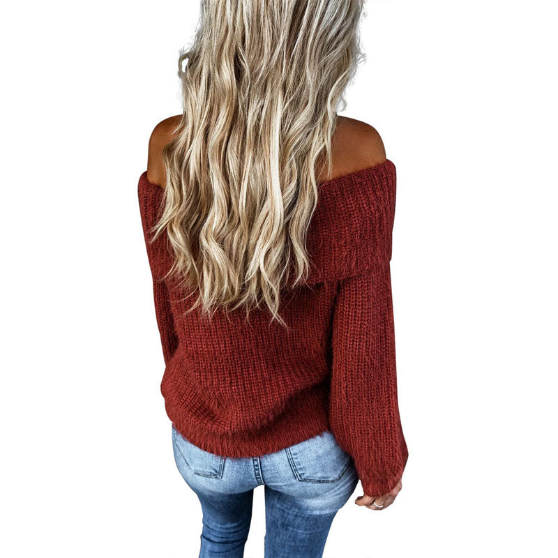 Off Shoulder Balloon Sleeve Sweater