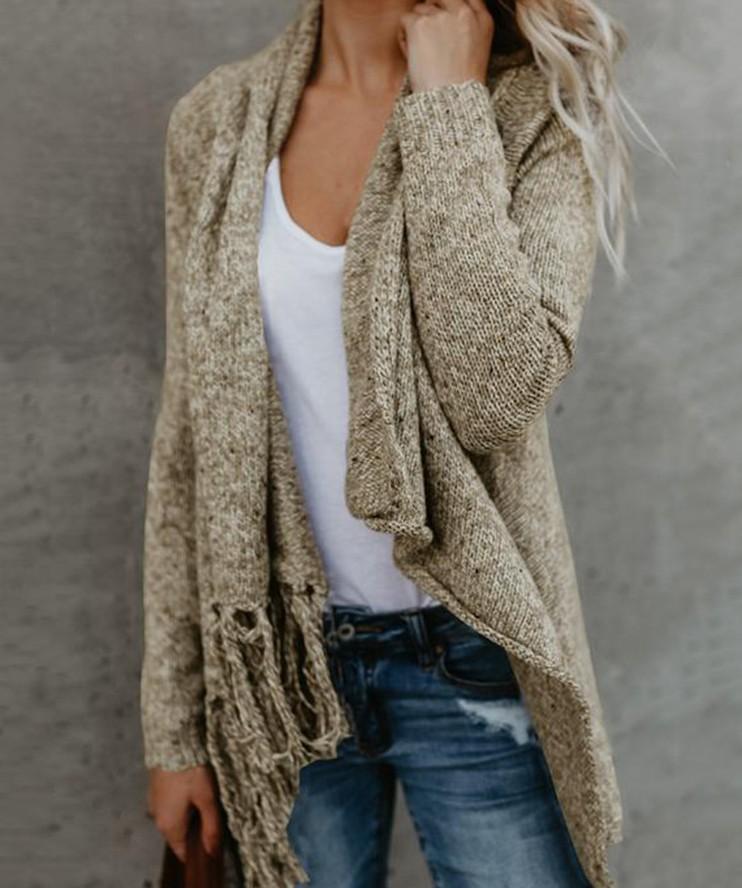Tassels Wrapped Women Oversized Long Cardigans