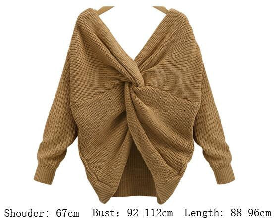 Sexy Wrap Style Long Sleeve Knitting Sweater