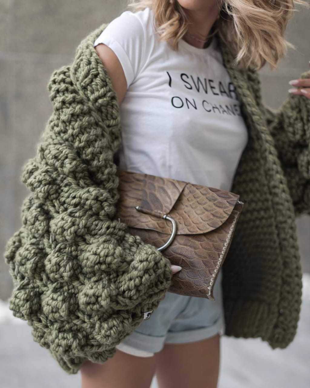 Handmade Knitwear Long Ball Bishop Sleeves Women Cardigan