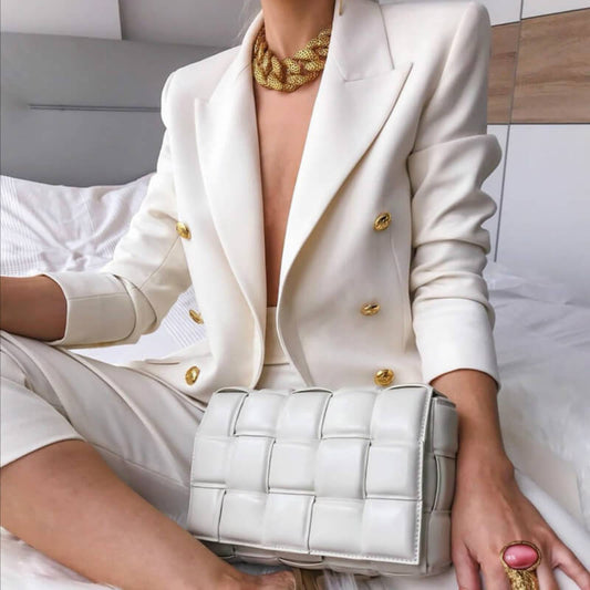 OL Soild Lapel Breasted Blazer