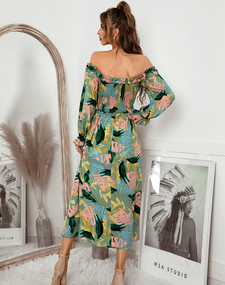 Sensual One-shoulder Printed Dress