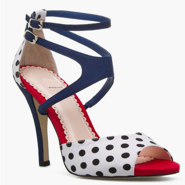 Dots Buckle High Heel Leather Prom Sandals