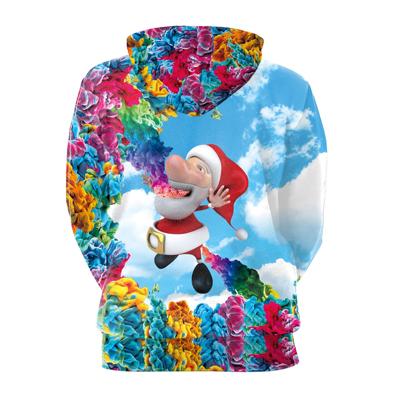 Santa Claus Cartoon Digital Print Women Christmas Party Hoodie