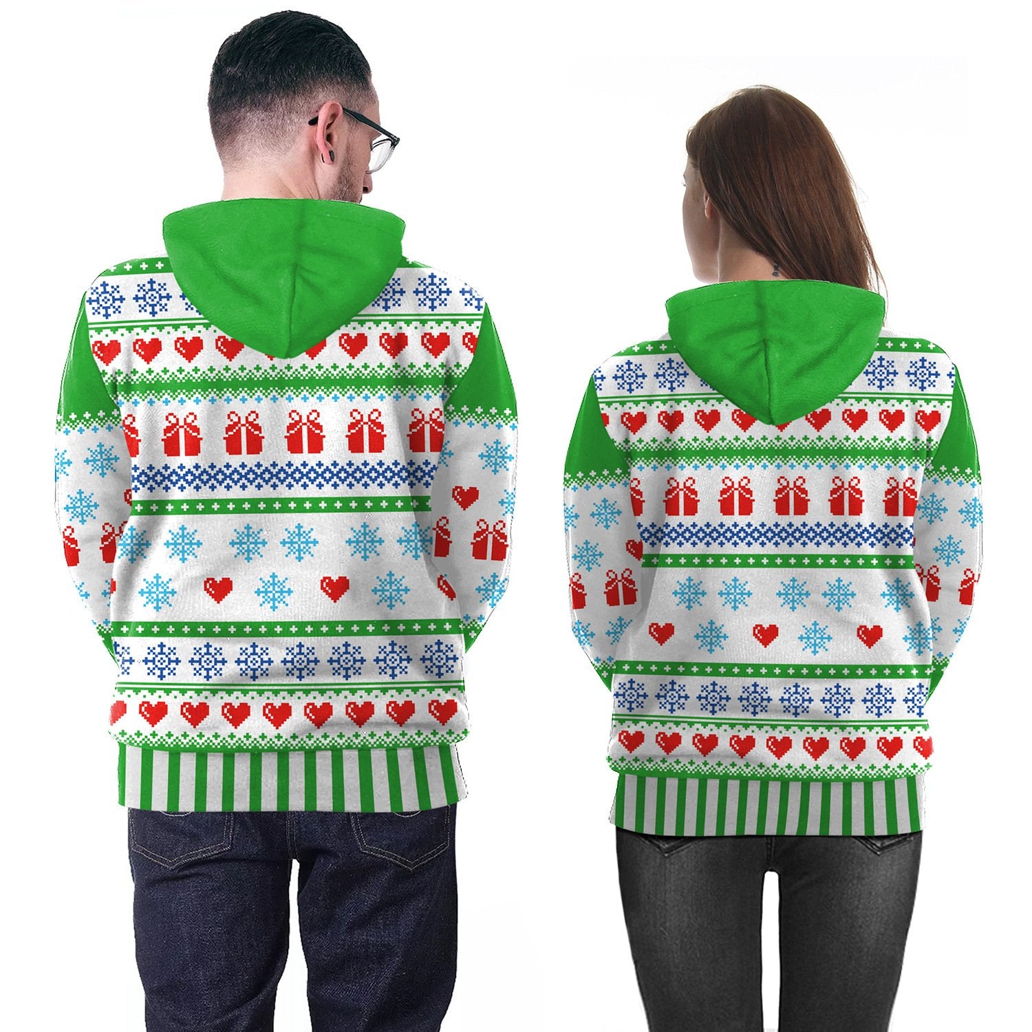 Snow 3D Digital Print Women Hooded Christmas Party Hoodie
