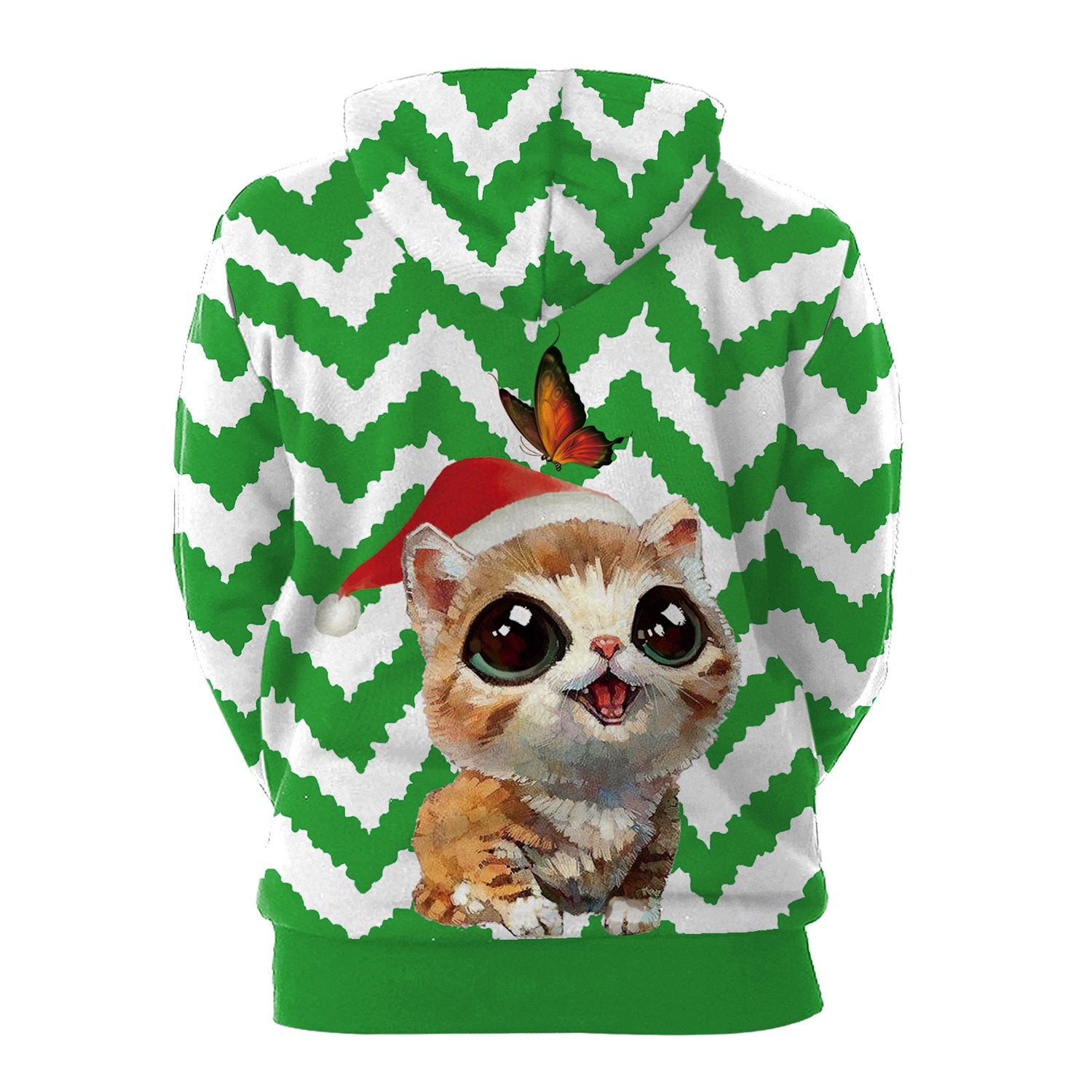 Cat Butterfly Cartoon Digital Print Women Christmas Party Hoodie