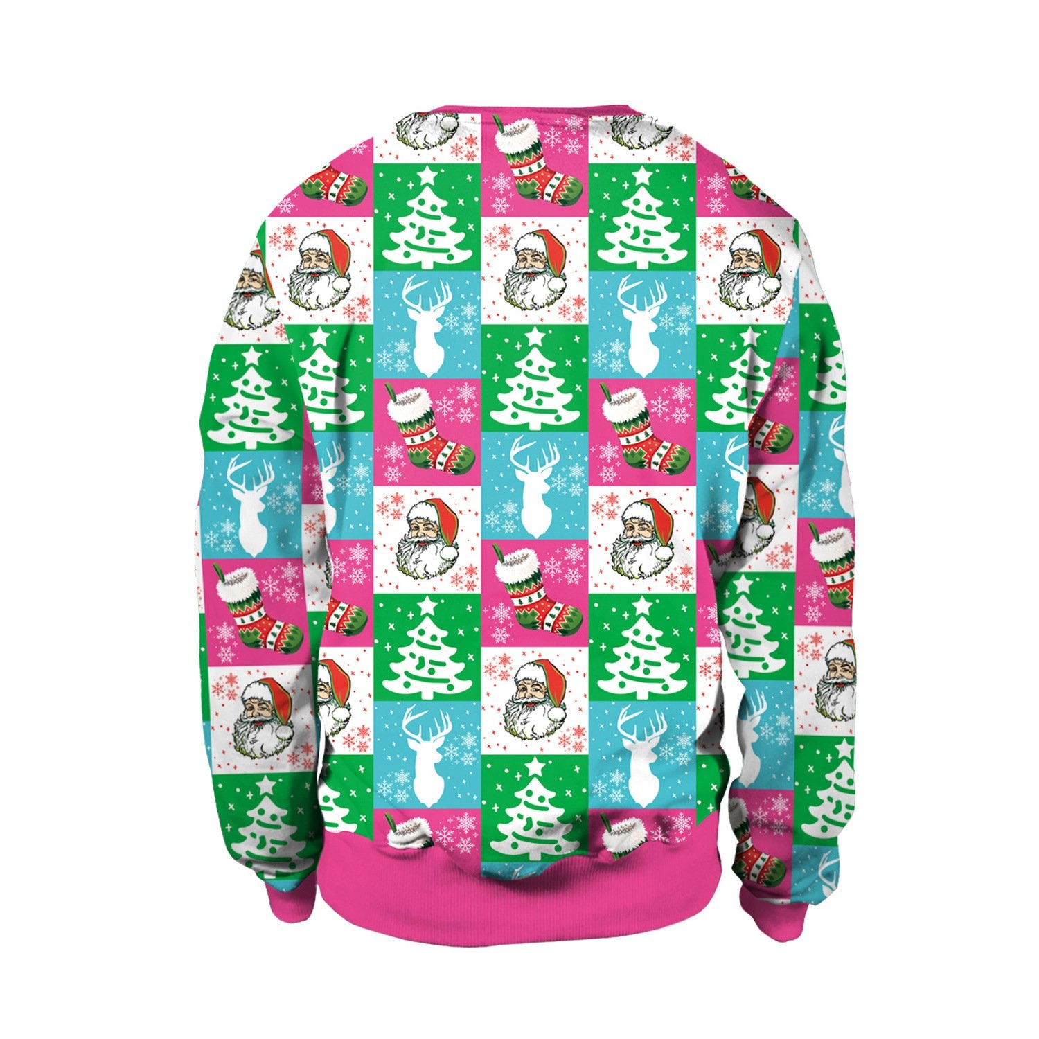 Patchwork Christmas Tree Santa Claus Digital Print Women Sweatshirt