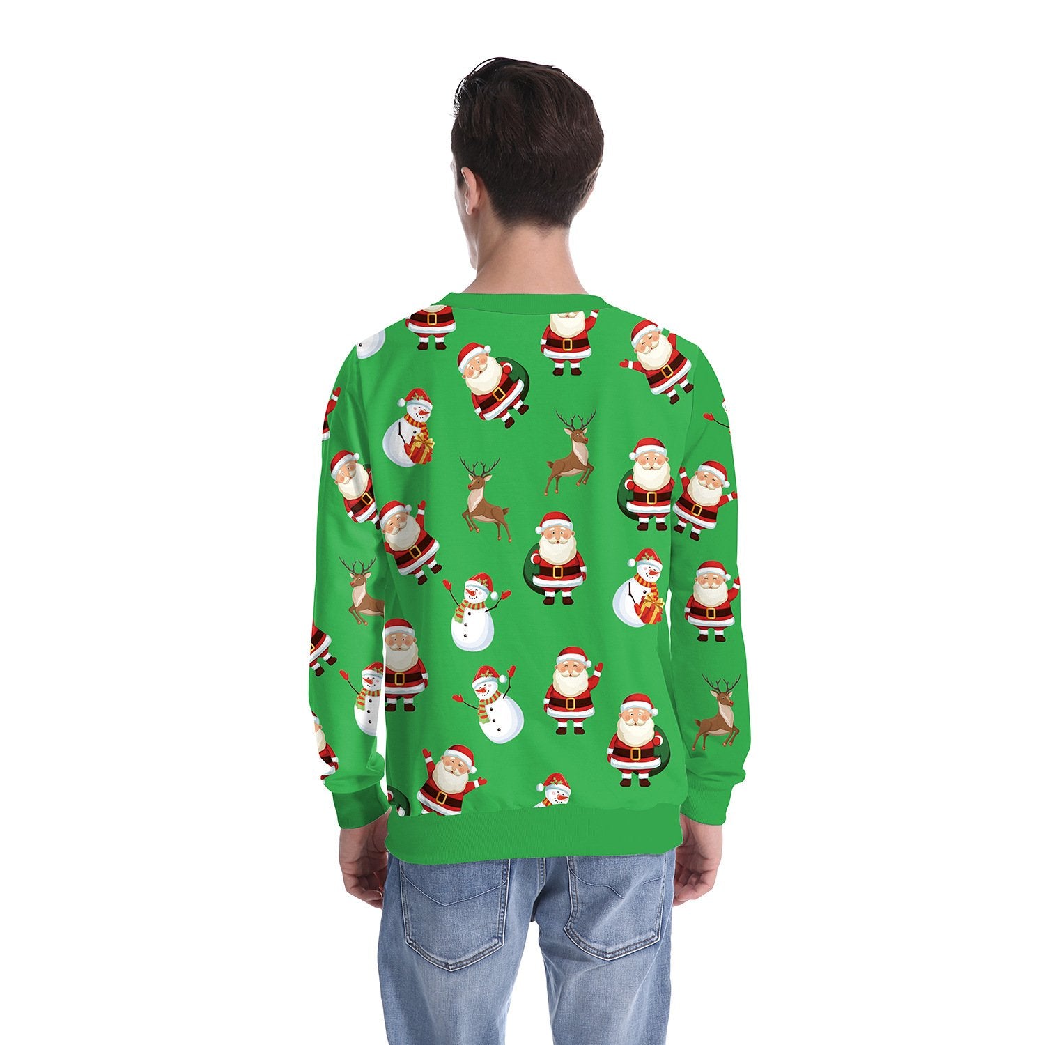 Gifts Sock Cartoon Print Women Scoop Christmas Party Sweatshirt