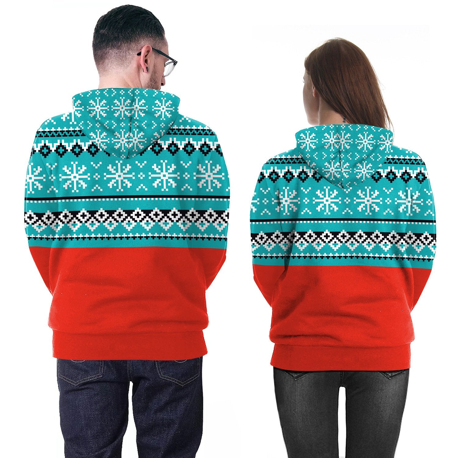 Snowman 3D Cartoon Colorful Print Women Christmas Party Hoodie