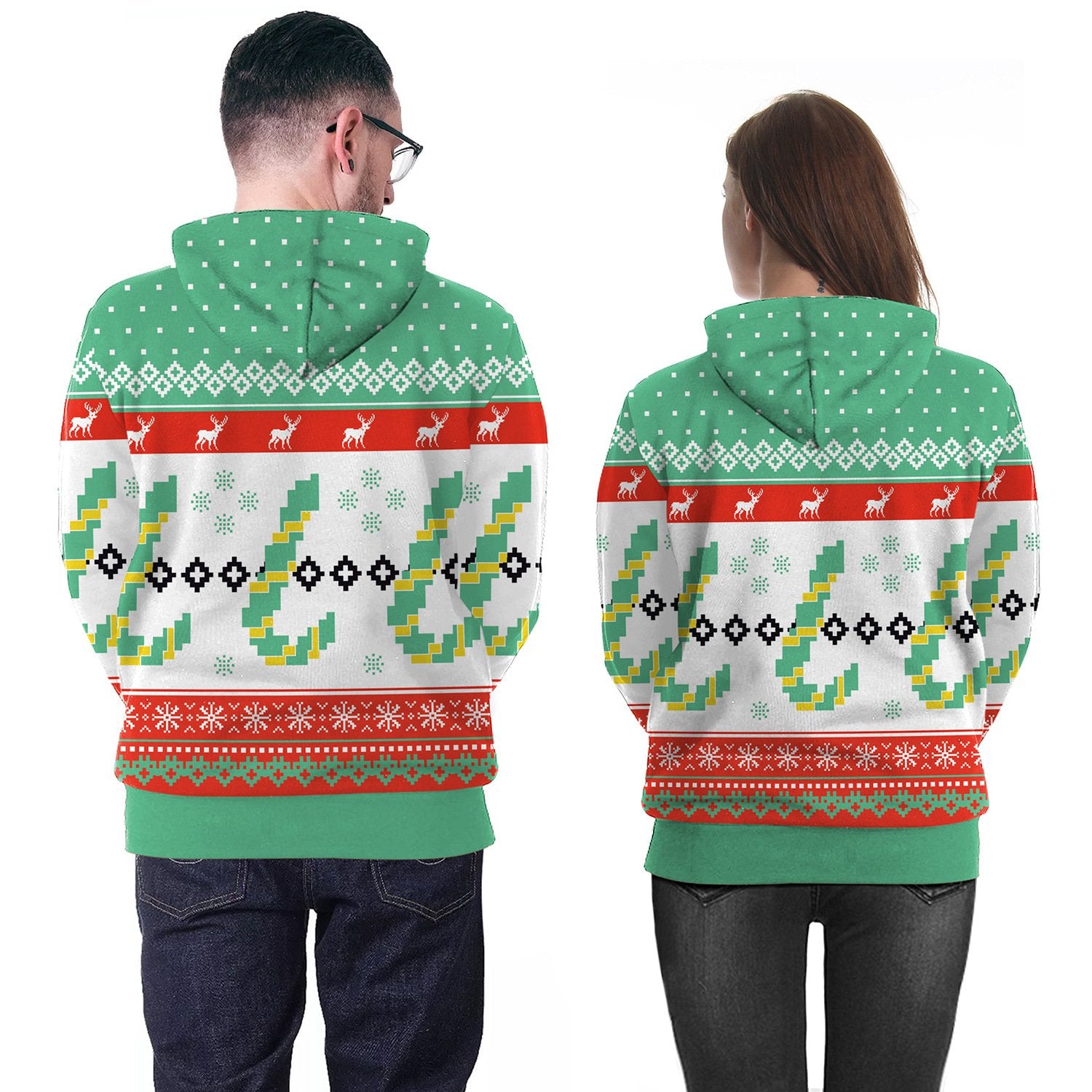 Merry Christmas Digital Print Women Drawstring Party Hoodie