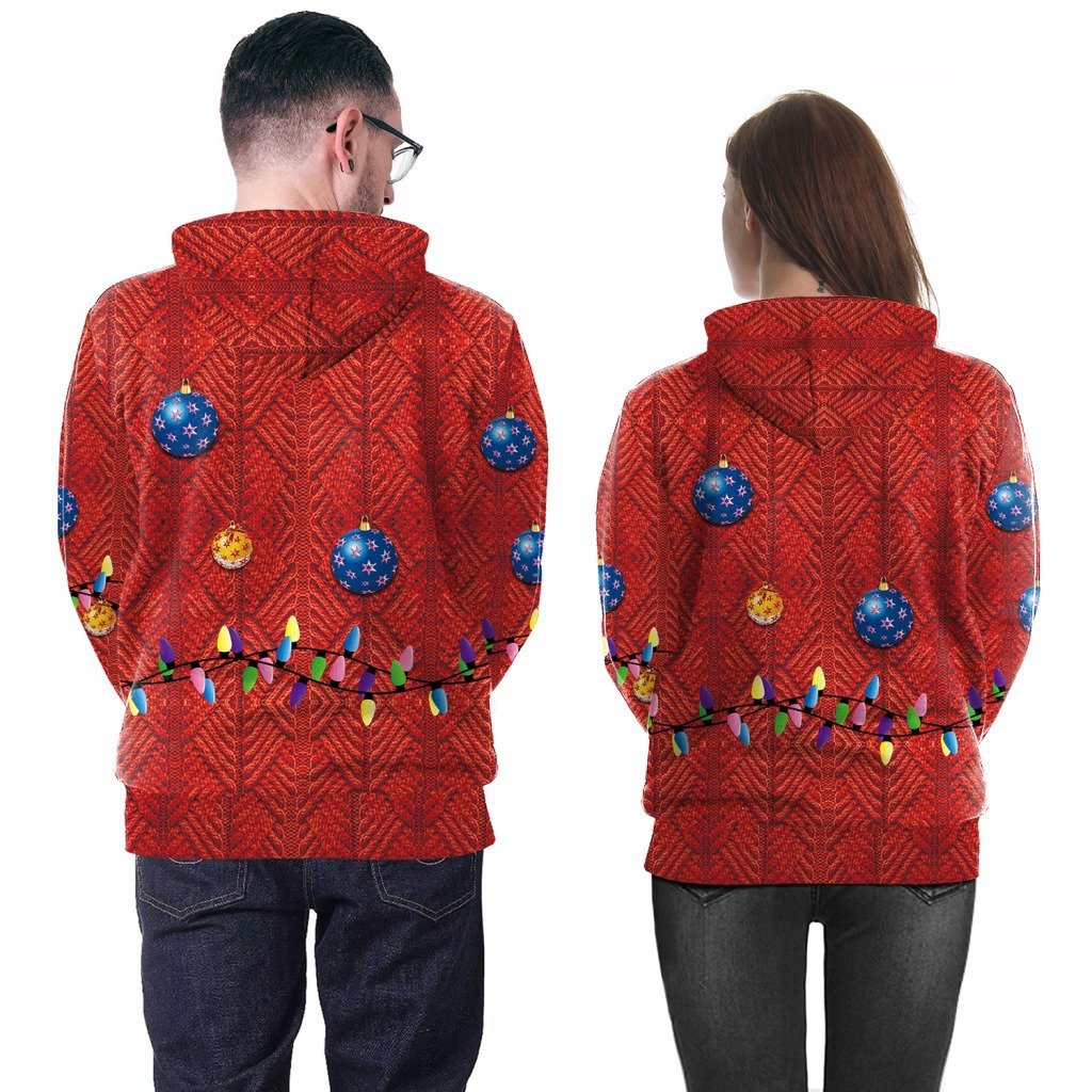 3D Digital Color Print Women Drawstring Christmas Party Hoodie
