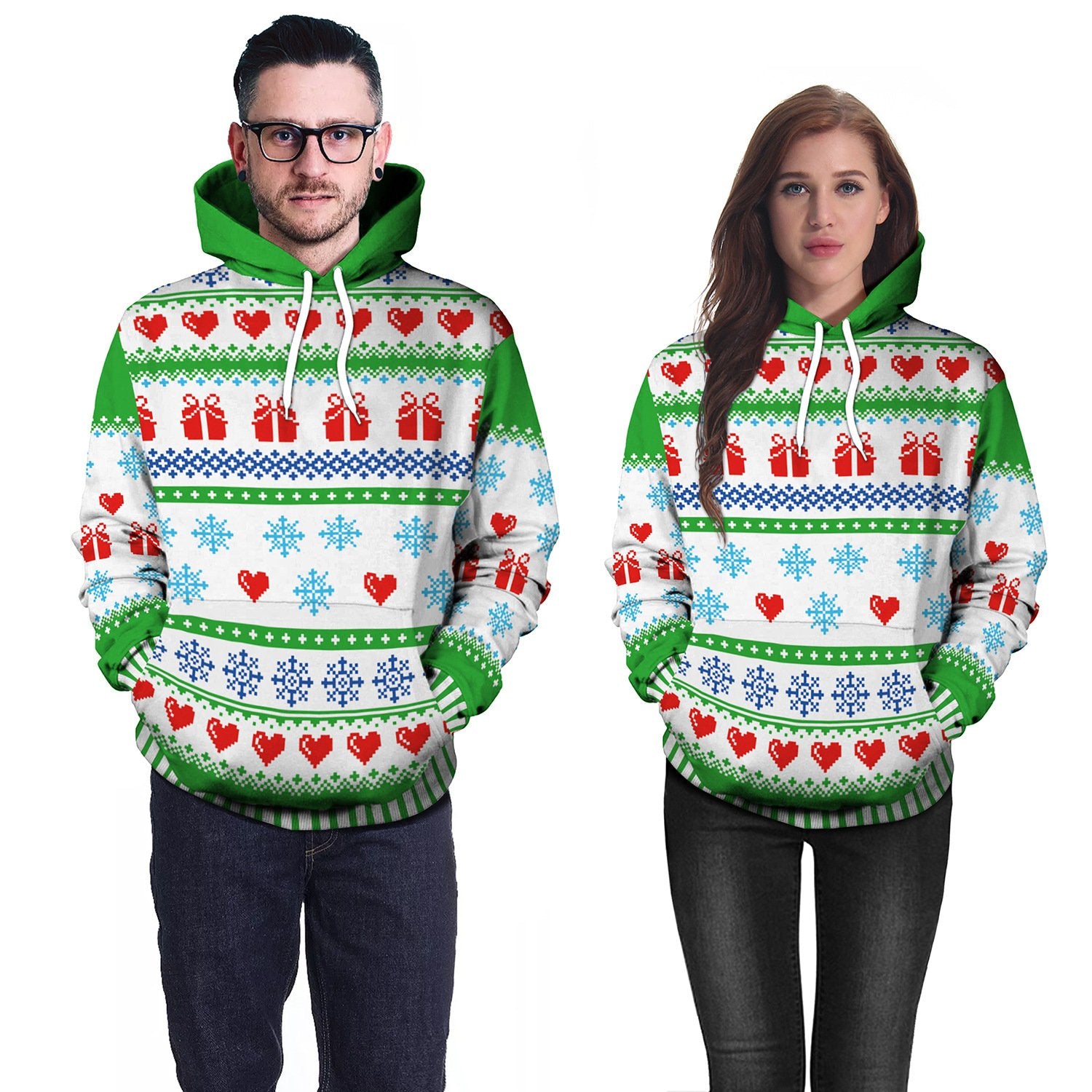 Snow 3D Digital Print Women Hooded Christmas Party Hoodie