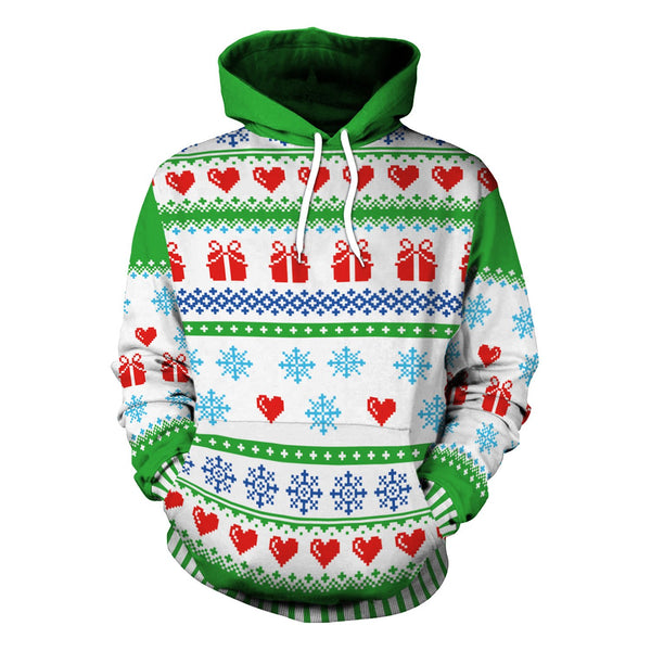 Snow 3D Digital Print Women Hooded Christmas Party Hoodie